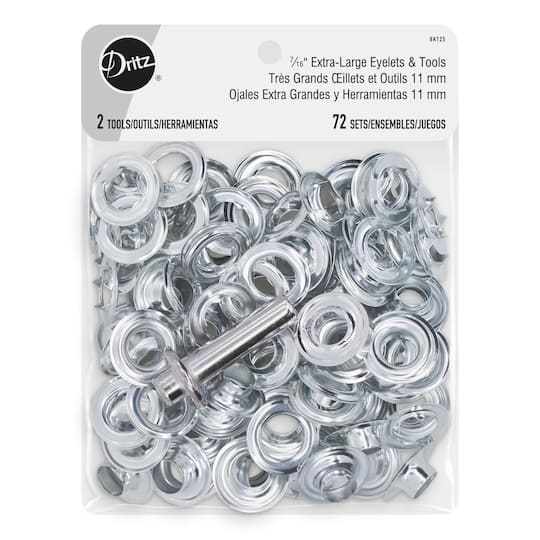 Dritz&#xAE; Silver Extra-Large Eyelets with Tools, 7/16&#x22;